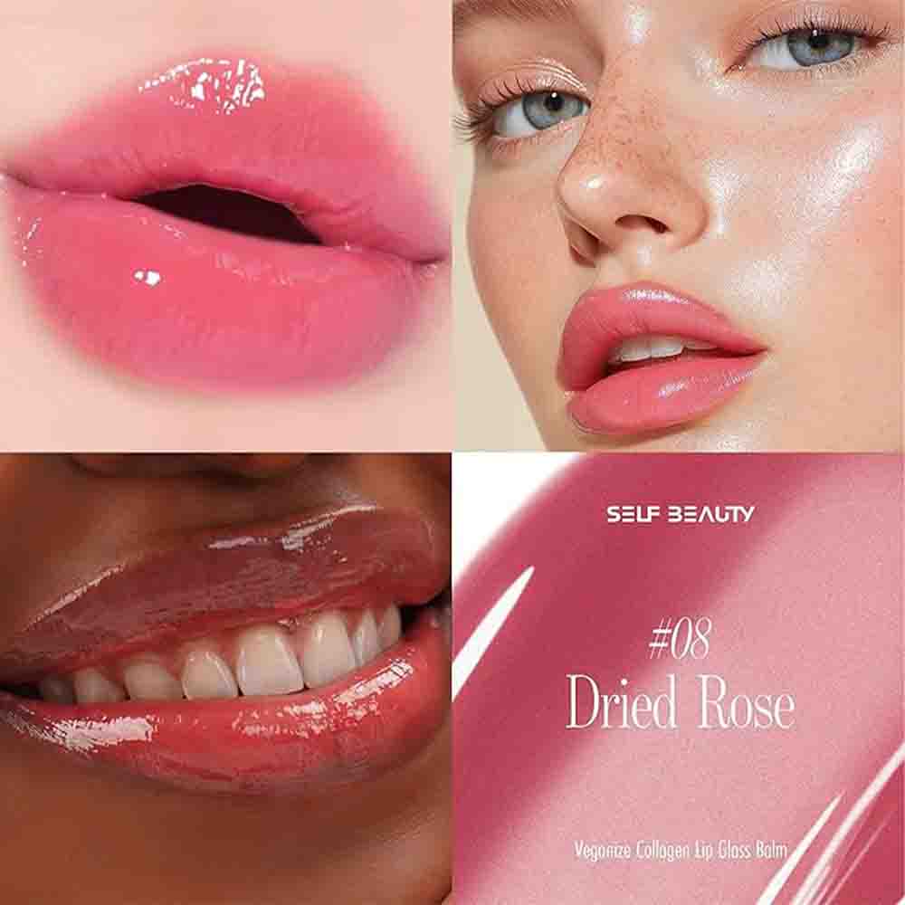 SELF BEAUTY Veganize Collagen Lip Glass Balm #08 DRIED ROSE - Image 2